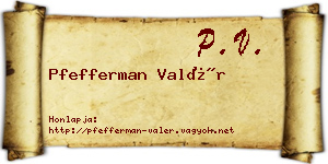 Pfefferman Valér névjegykártya